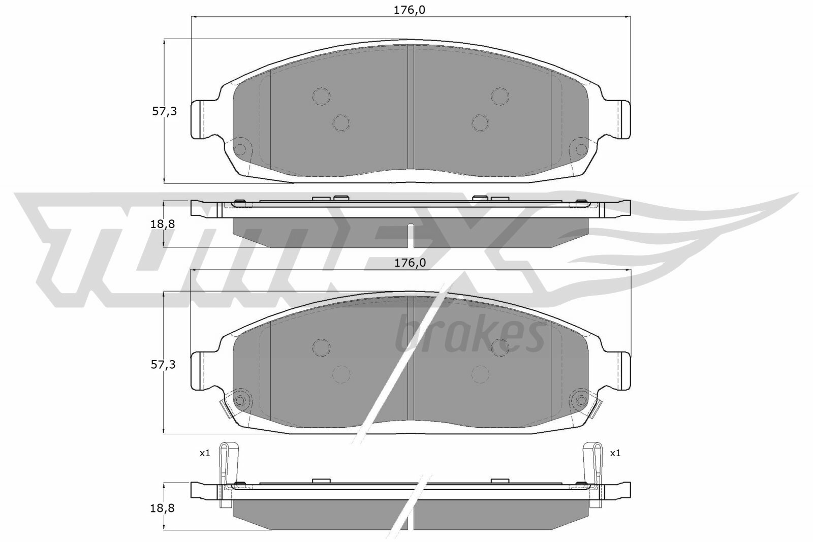 Sada brzdových destiček, kotoučová brzda TOMEX Brakes